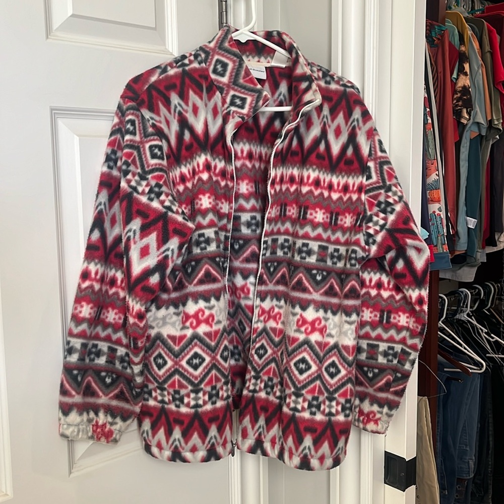 Western rodeo cowgirl fleece zip up jacket